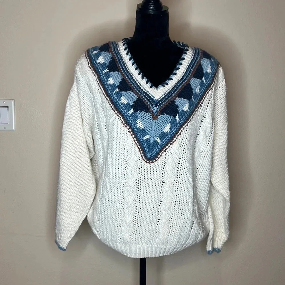 Rare! Vintage 80's Hastings & Smith Hand Knit Pullover Sweater Size M